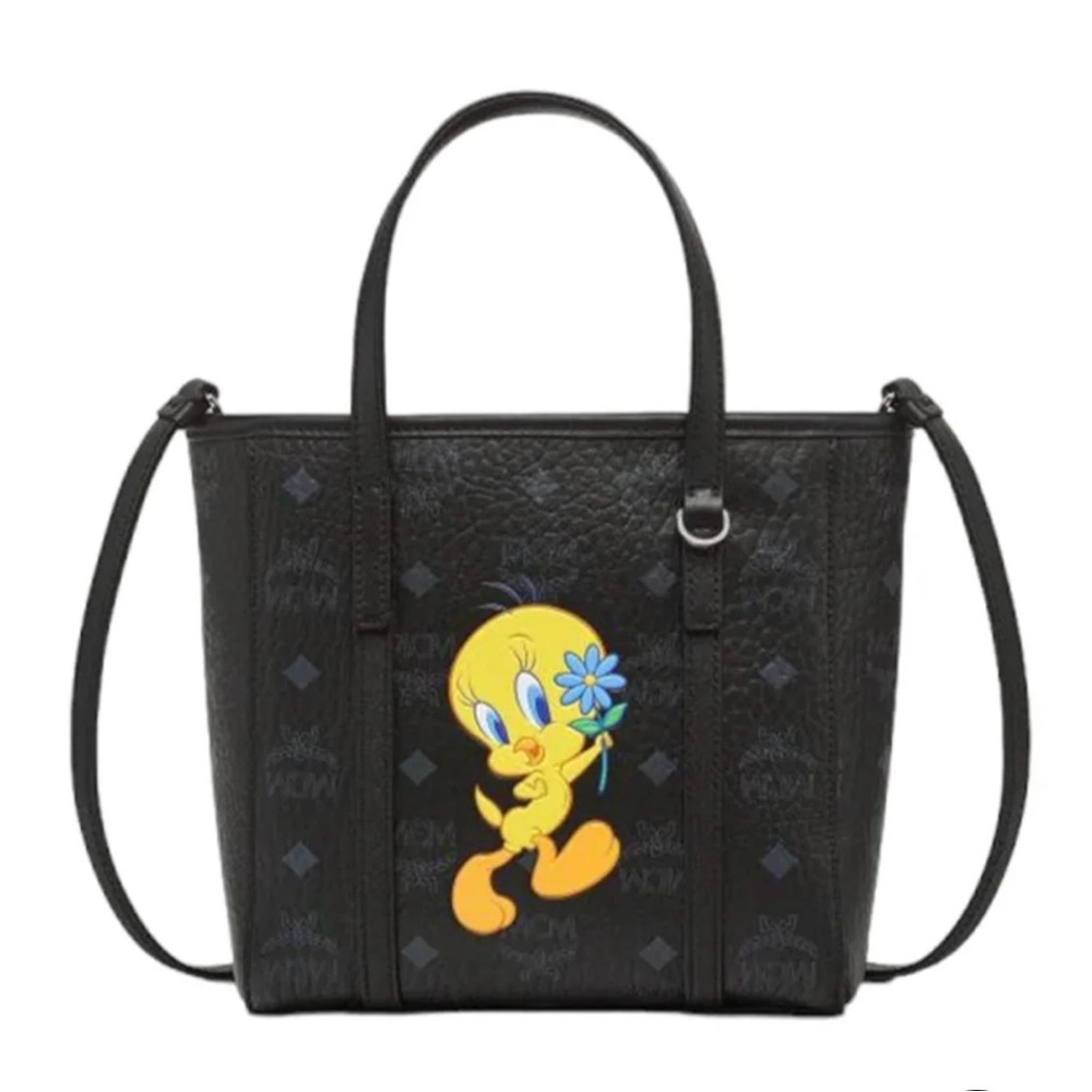 NWT MCM x Looney Tunes Women's Aren Top-Zip Shopper in Visetos